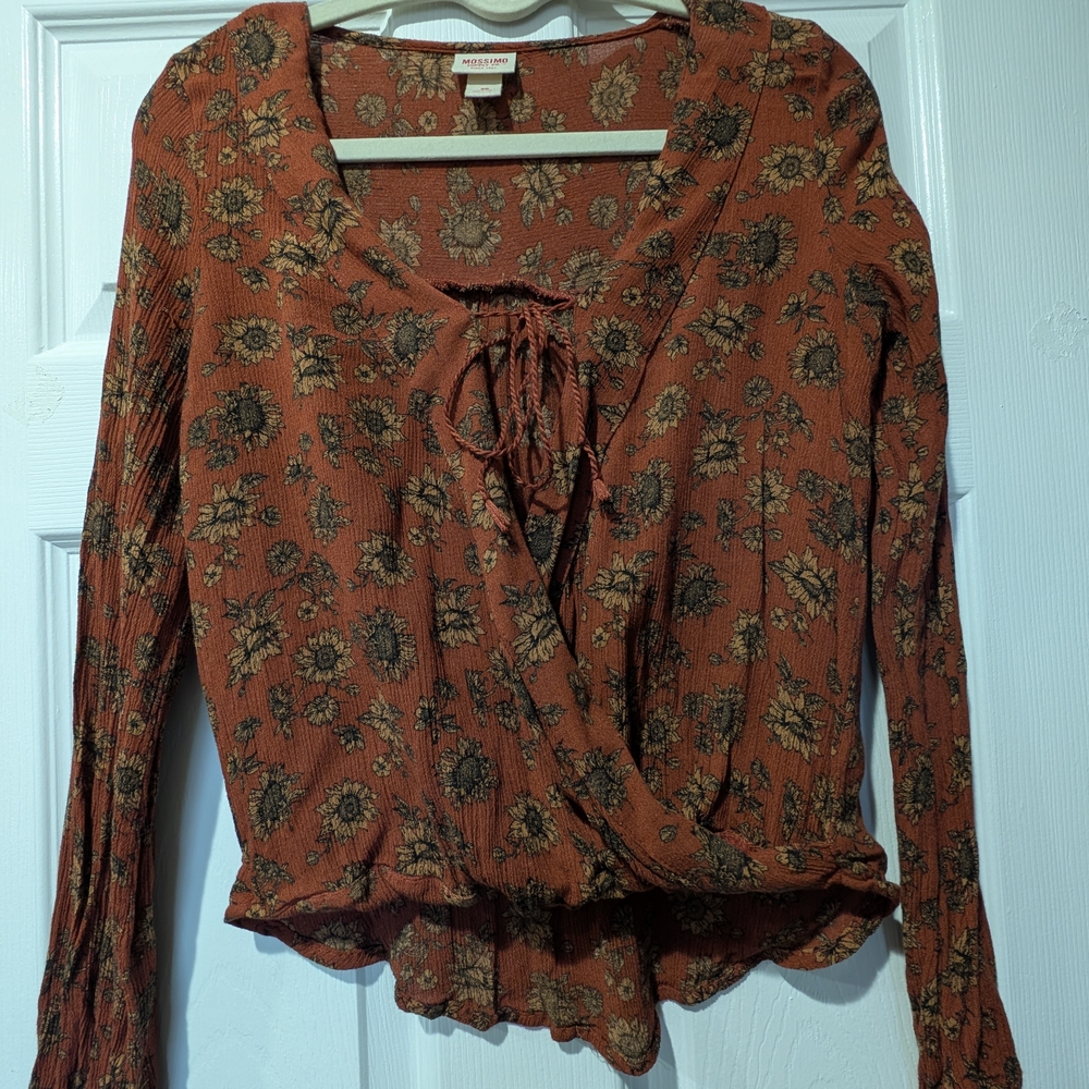 Womens Sunflower V-neck Blouse